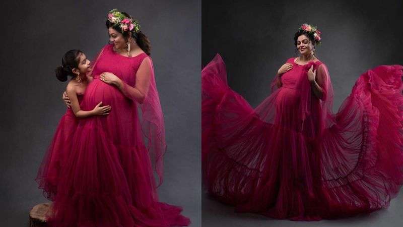 malayalam actress aswathy sreekanth shared her maternity trailing puff short sleeve photoshoot images