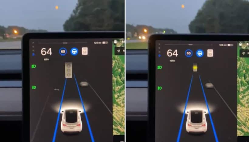 Watch: Tesla car's autopilot mode gets confused by seeing the moon and compares it to yellow traffic light