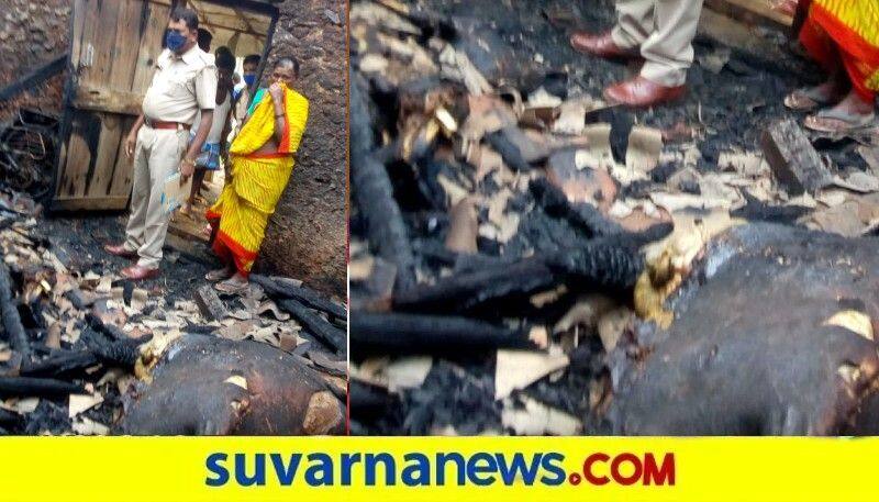 Fire Catches To cow Shelter 4 cows burned alive in tumkur snr