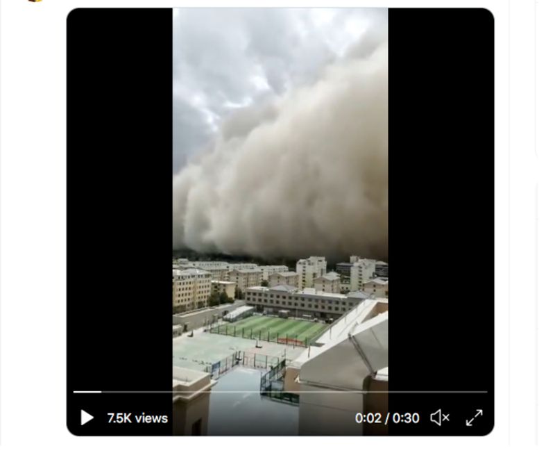 Sandstorm in China's Dunhuang rises 100 metres high video goes viral gcw