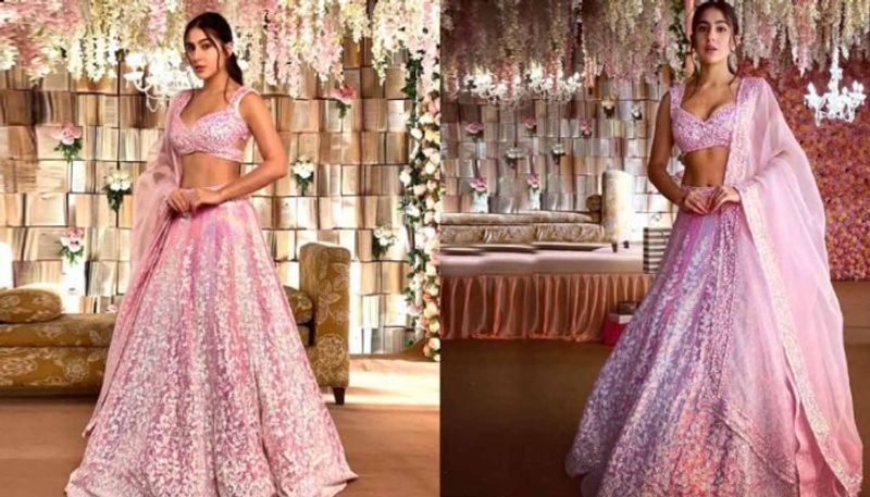 Sara Ali Khan in pink lehanga