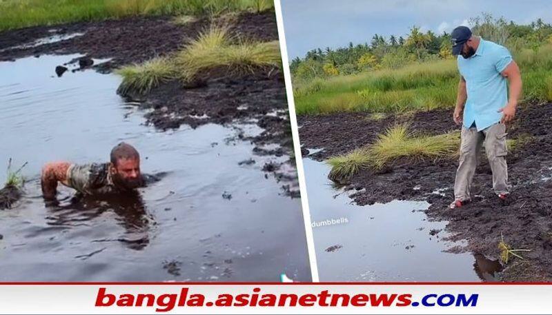 Viral Video: Husband Plunges Down Muddy Water As Wife Laughs Hysterically