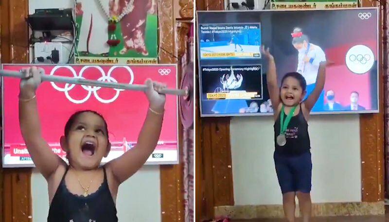 Watch Little girl imitating Mirabai Chanu's Olympic win sets the internet on fire-tgy