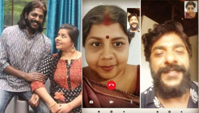 Uthaman and Mandodhari in video call fans celebrating photo of actor sreekumar and sneha