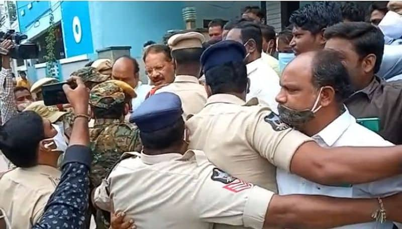 tension situation in front of nakka anand babu house over kondapalli visit