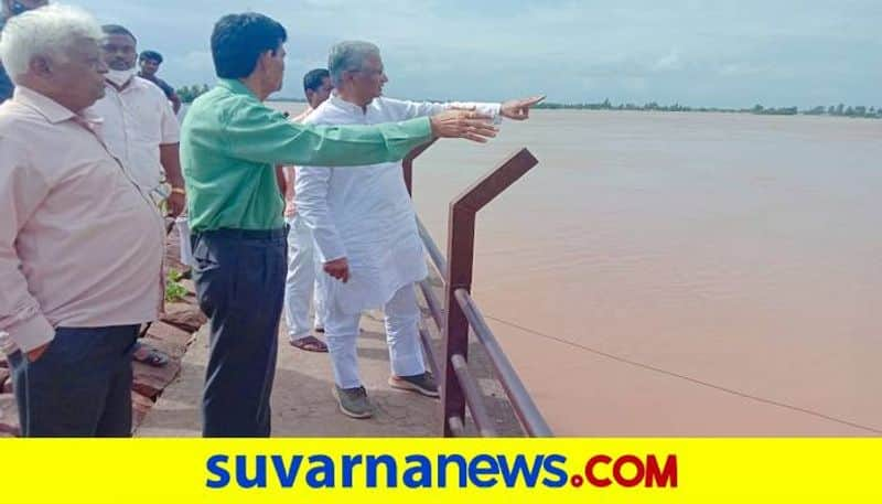 Kagwad BJP MLA Shrimant Patil Visited to Hipparagi Dam in Belagavi grg