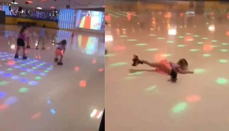 4 year old falls down during roller skating in viral video