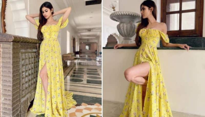 Mouni Roy in thigh slit floral print dress