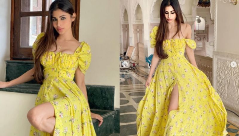 Mouni Roy in thigh slit floral print dress