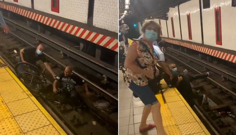 Man rescues wheelchair-bound man who fell on subway train tracks in New York; netizens react-tgy