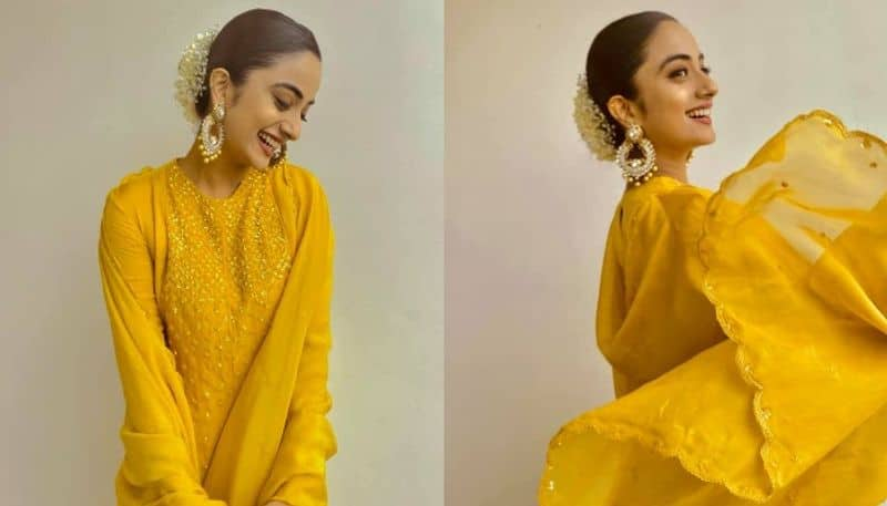 Namitha Pramod in yellow salwar