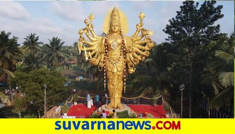 60 feet chamundeshwari statue inaugurated in channapattana snr