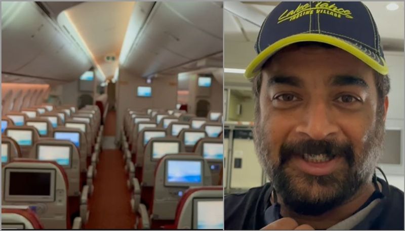 actor r madhavan shares the experience of him as a solo traveller in an air india flight video