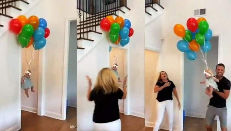 womans reaction after seeing a flying baby is viral