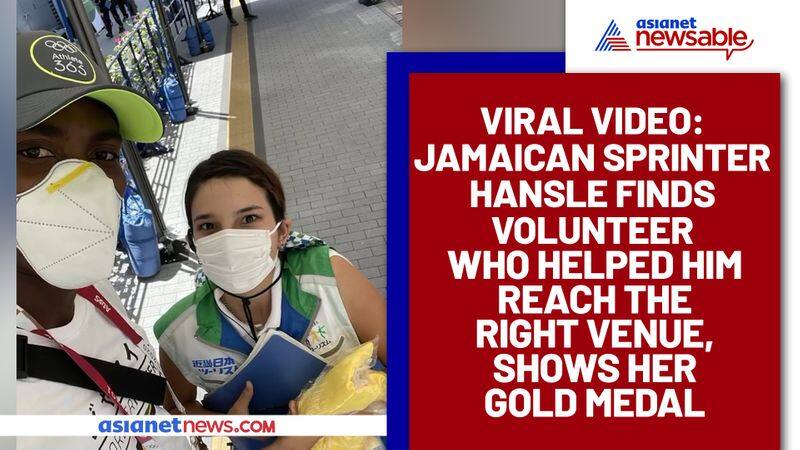 Jamaican sprinter Hansle finds volunteer who helped him reach the right venue, shows her Gold medal - ycb