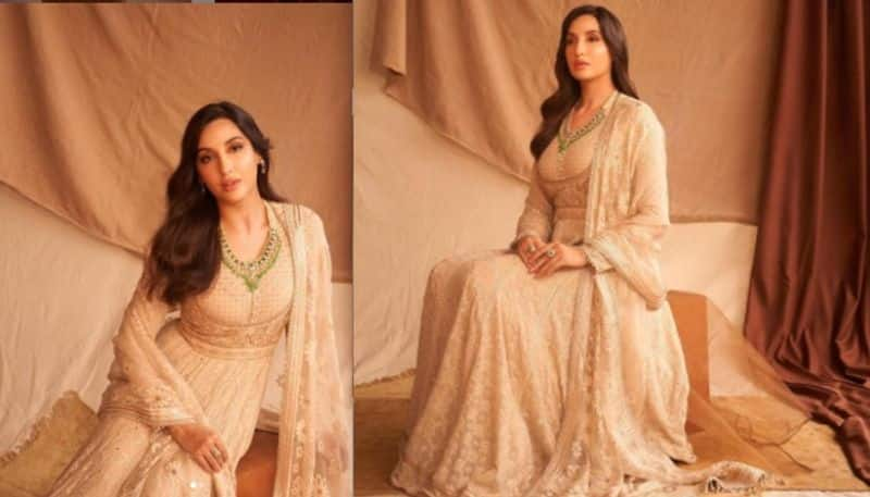 Nora Fatehi in anarkali kurta set is the royal queen for photoshoot