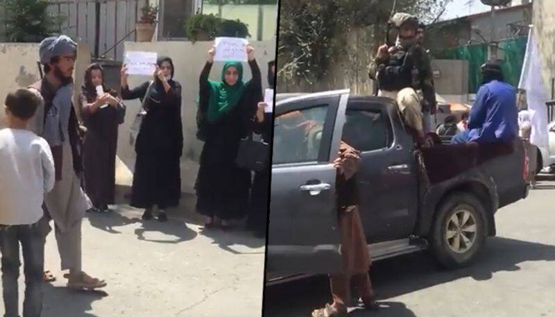 Group of women protest for their rights on Kabul streets in front of Taliban militants; watch video - gps