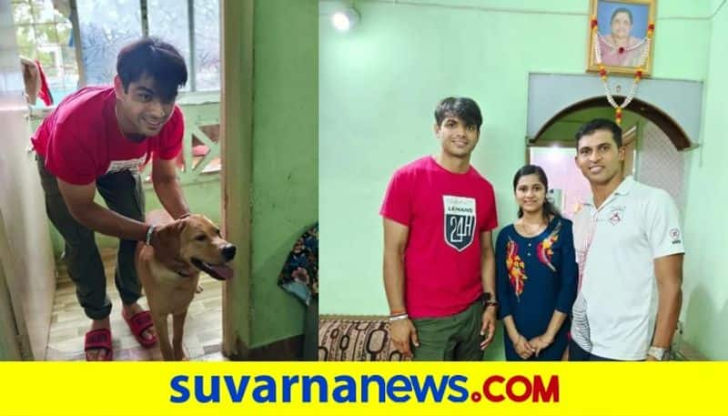 Exclusive video Tokyo Olympics Gold Medalist Neeraj Chopra Visits Kashinath Naik Residence in Pune kvn