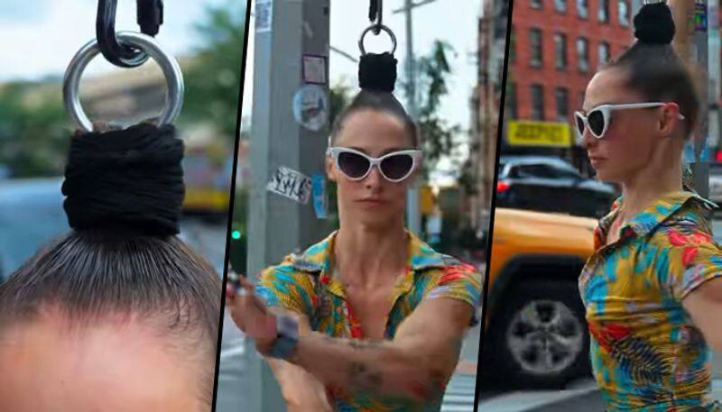 Aerialist performer hangs by her hair; unbelievable video goes viral - gps