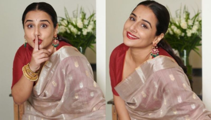 Vidya Balan in chanderi saree pics viral