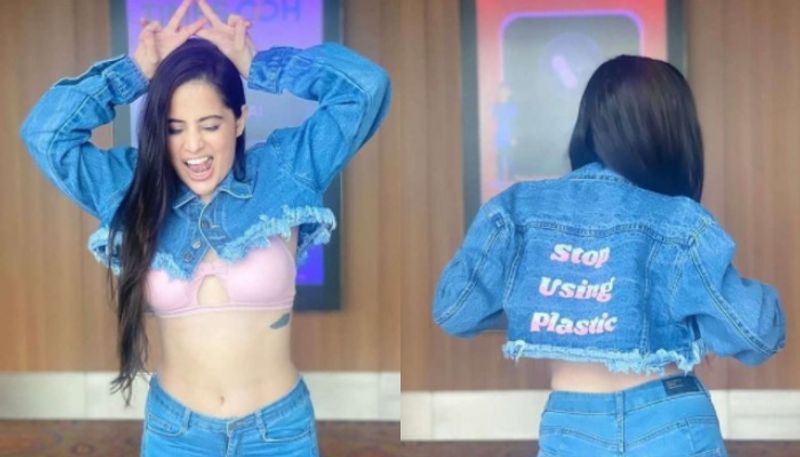 Urfi Javed in ripped denim jacket