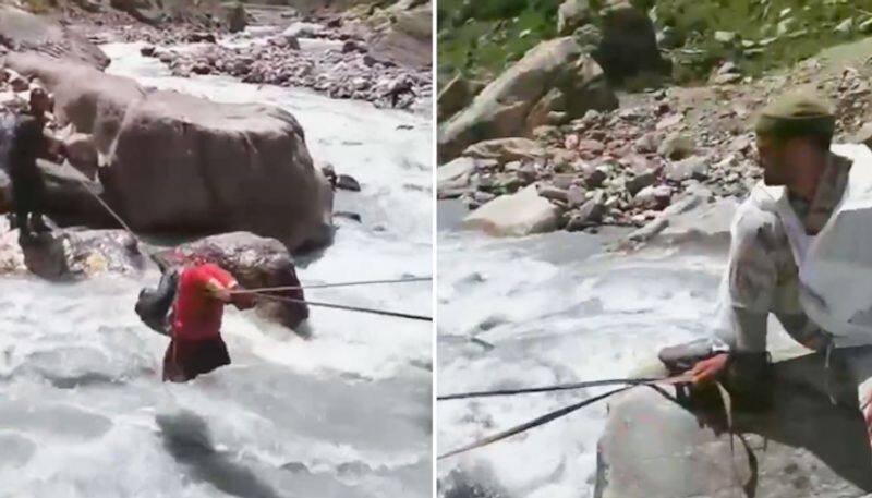 ITBP team rescues stranded villagers at 12,000 feet in Uttarakhand; video goes viral-tgy