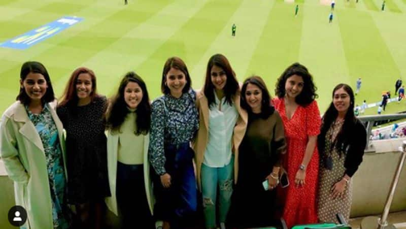 Anushka Sharma cheerfully poses with wives of Indian cricketers during India vs England match