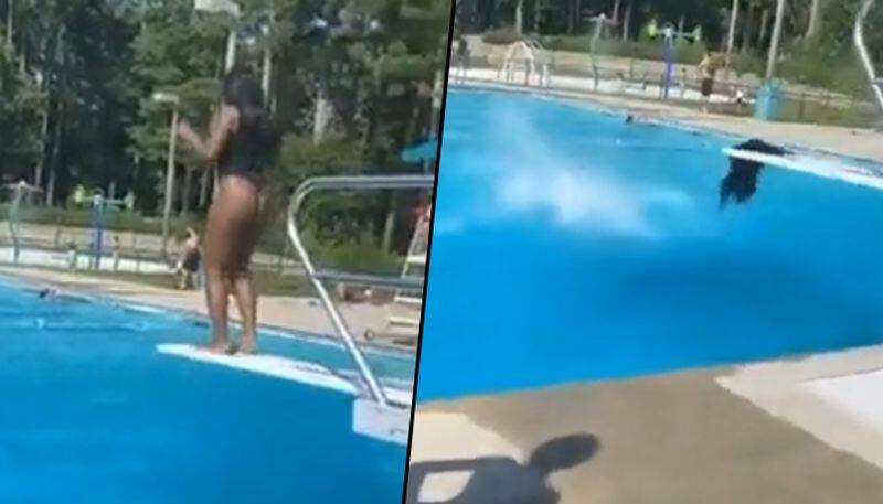 Funny Video Alert: Woman's wig slips as she somersaults into the swimming pool - gps