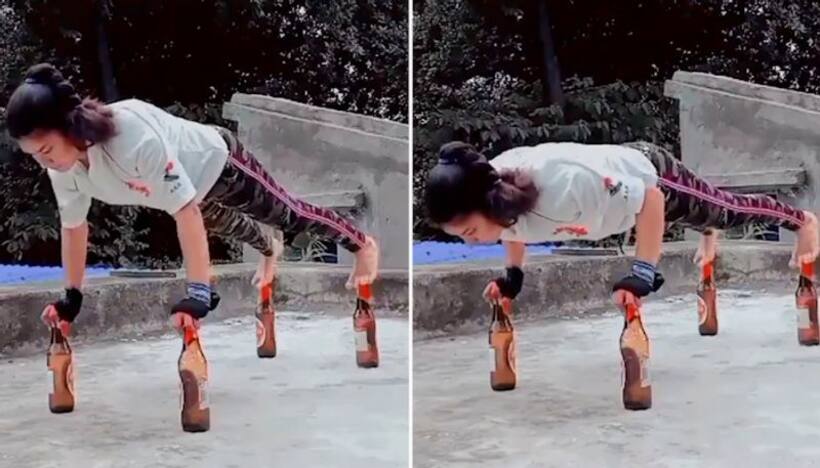 Kolkata girl's push ups on glass bottles stuns netizens; Vidyut Jammwal reacts