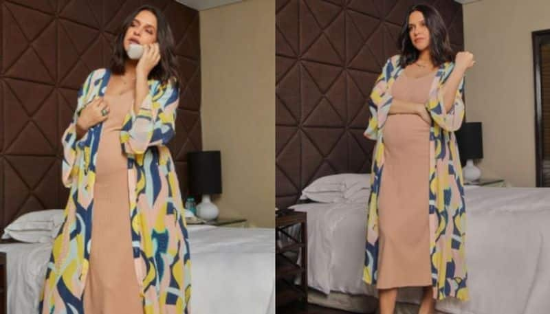 Mom to be Neha Dhupia in nude dress for photoshoot