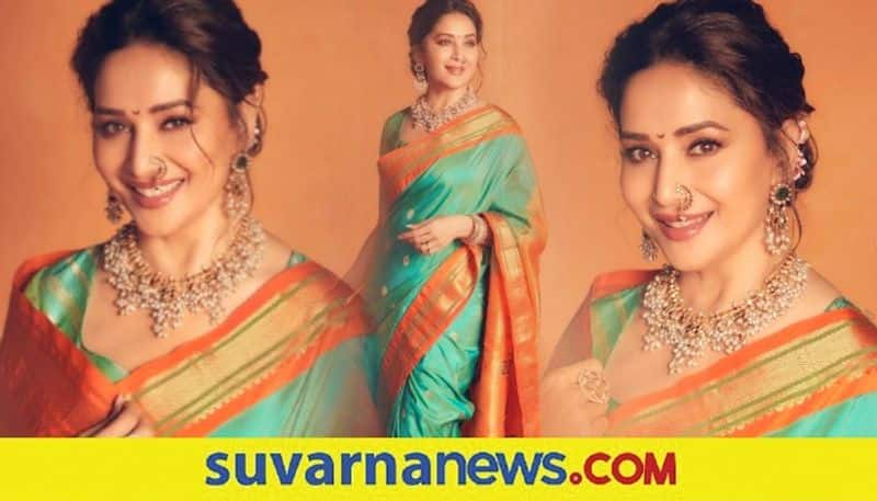 Bollywood actress Madhuri Dixit is elegance in a traditional Paithani saree worth Rs 35000 dpl