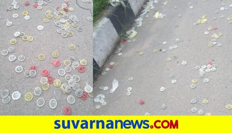 Kilometers of condoms found on National Highway near Tumkur mah