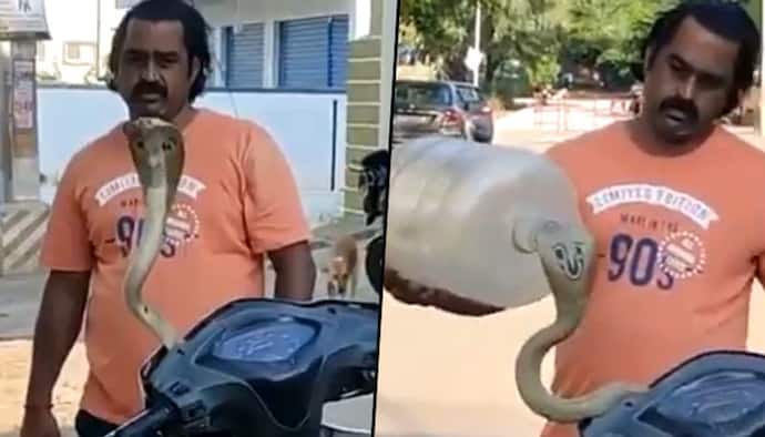 Man applies unique method to rescue the snake from scooter; watch video