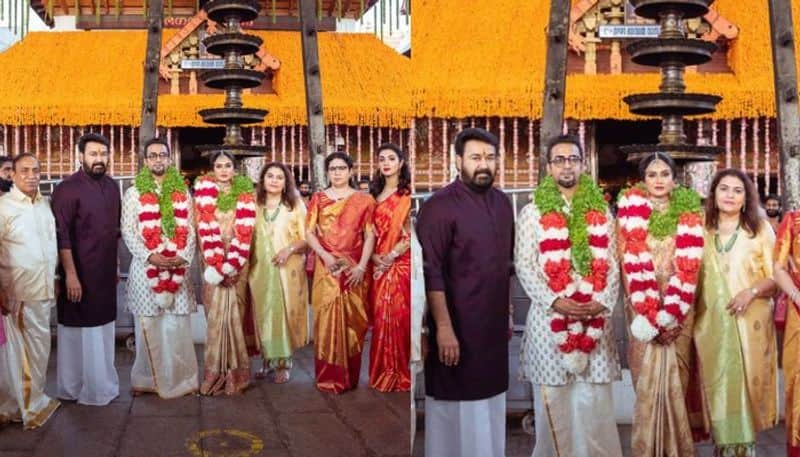 actor mohanlal attend ravi pillai son wedding