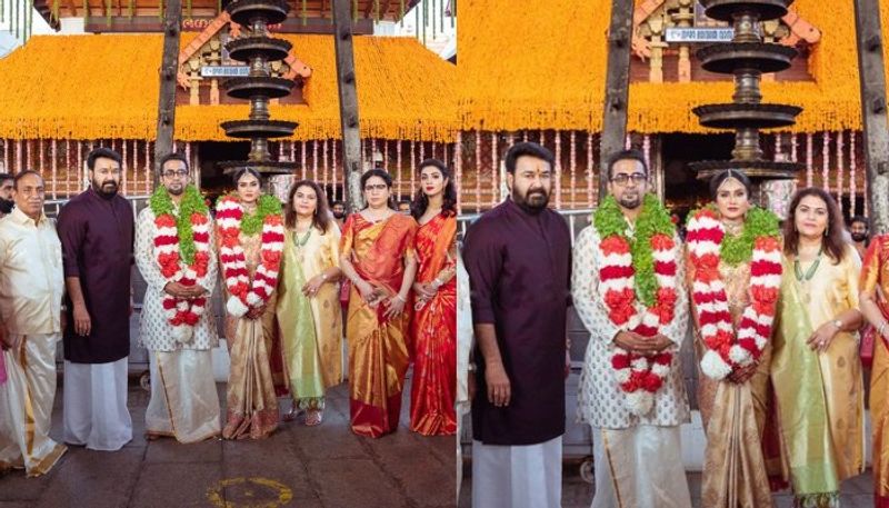 actor mohanlal attend ravi pillai son wedding