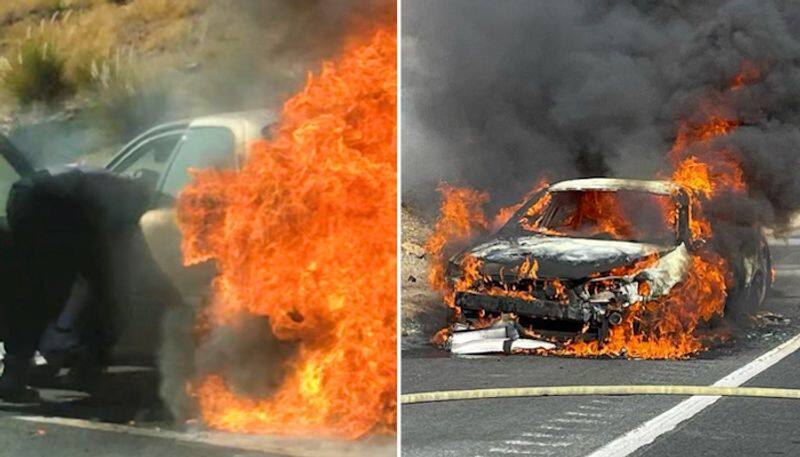 California Elderly couples being rescued by bystanders from a burning car; watch nail-biting video-tgy