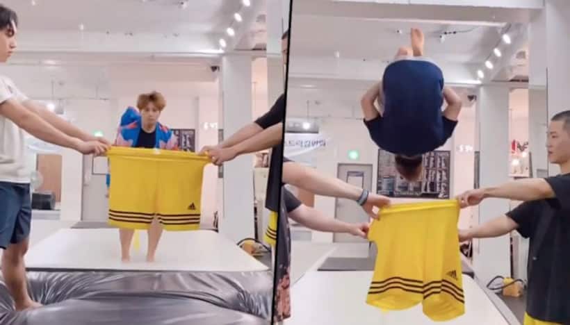Man desires to wear shorts by jumping into it; find out what happens