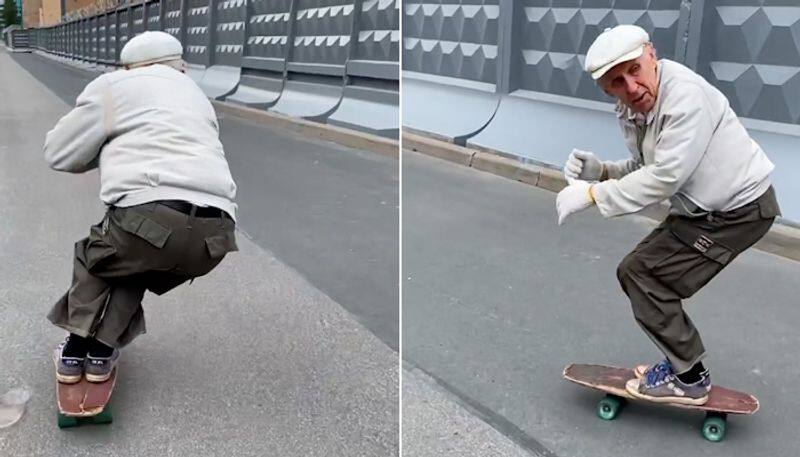 73-year-old man rushes through streets on his skateboard like a pro; watch the video-tgy