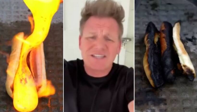 Check out Gordon Ramsay's reaction as hot lava is poured on a hot dog, video goes viral
