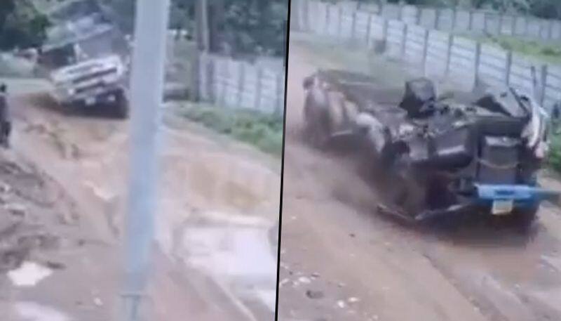 Truck engine continues to move after the accident;  video goes viral - gps