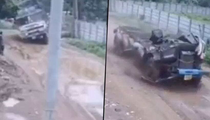 Watch: Truck engine continues to move after the accident;  video goes viral