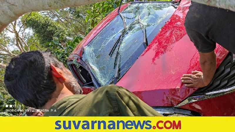 car collide into tree in kodagu  snr