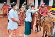 Madhya Pradesh good news 71 year old woman reached vaccination center riding on horse to get vaccine