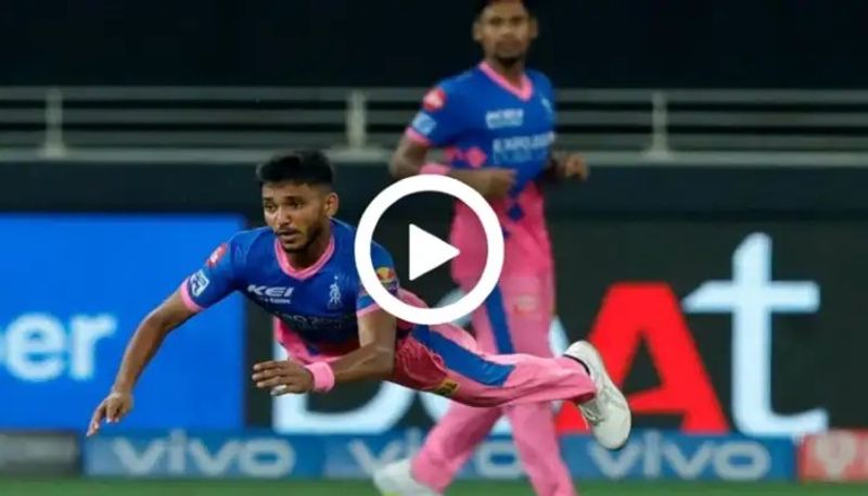 IPL 2021 Watch Video Chetan Sakaria saves boundary in 19th Over