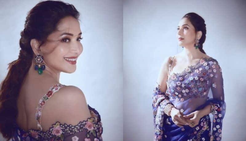 Madhuri Dixit in 1.8 lakh rs floral saree