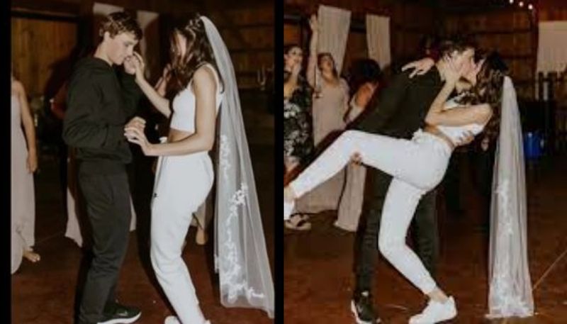 Couple goes viral for wearing tracksuits to their wedding reception