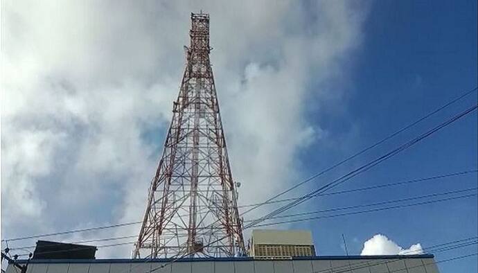 man climbs atop BSNL tower