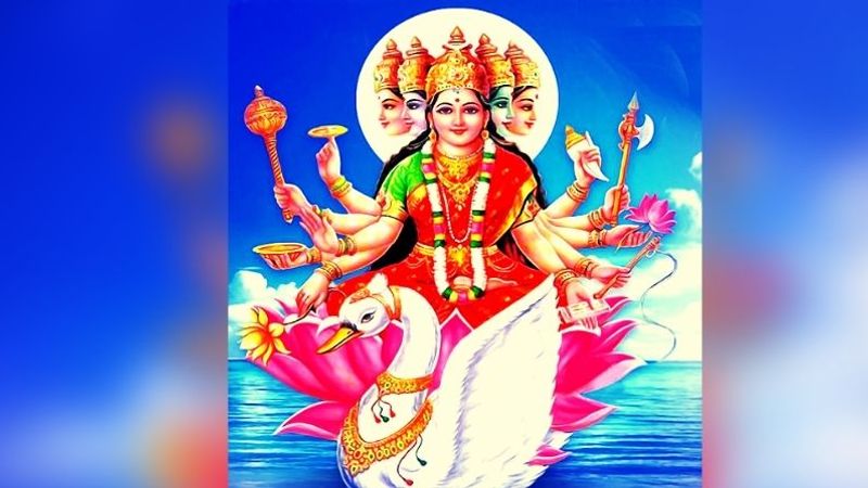 Lord Durga devi in Gayatri Avatar Over Navaratri Celebrations