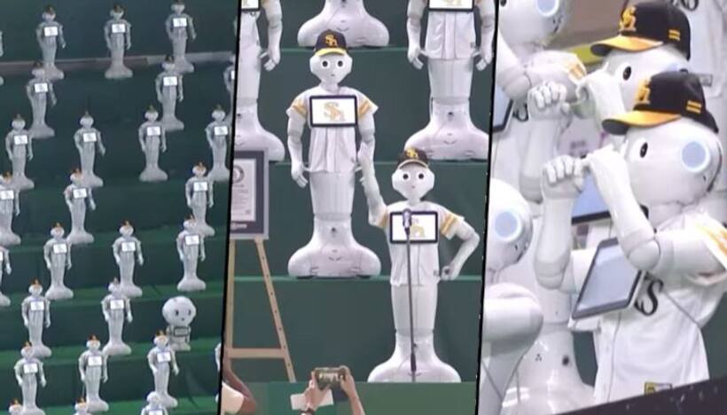 Viral video: In Japan, over 100 humanoid robots become cheerleaders during baseball match