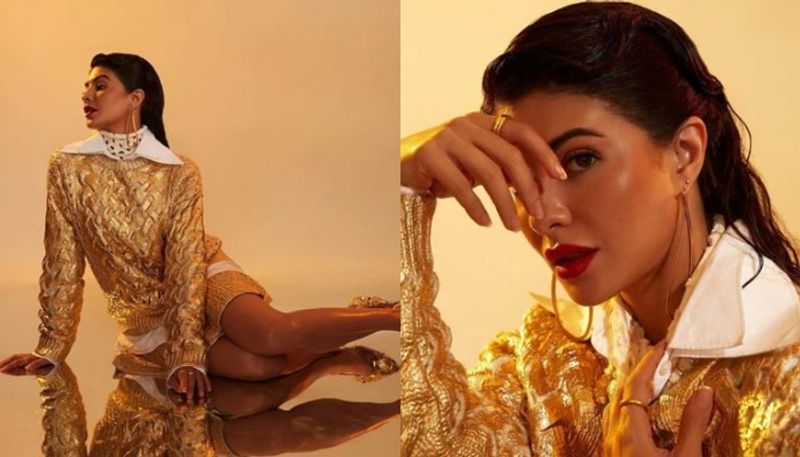 Jacqueline Fernandez in Golden Sweater